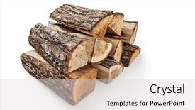  Presentation with wood log - Cool new presentation with logs of fire wood backdrop and a light gray colored foreground