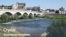  Presentation with river valley - Presentation having loire river as it passes through the medieval town of amboise loire valley france background and a gray colored foreground