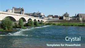  Presentation with river valley - Cool new slide deck with loire river as it passes through the medieval town of amboise loire valley france backdrop and a ocean colored foreground