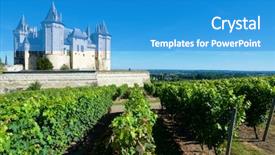  Presentation with river valley - Beautiful presentation design featuring loire river loire valley france backdrop and a teal colored foreground