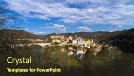  Presentation with czech republic - Presentation design with loket-castle-and-old-town background and a tawny brown colored foreground