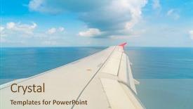  Presentation with ocean - Slides having lokking islands - airplane descending over a blue background and a lemonade colored foreground