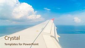  Presentation with ocean - Audience pleasing slides consisting of lokking islands - airplane descending over a blue backdrop and a cream colored foreground