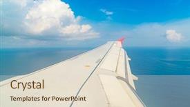  Presentation with ocean - Slide deck enhanced with lokking islands - airplane descending over a blue background and a lemonade colored foreground