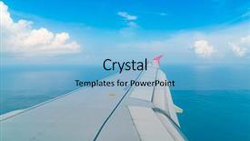  Presentation with ocean - Amazing slide set having lokking islands - airplane descending over a blue backdrop and a light blue colored foreground