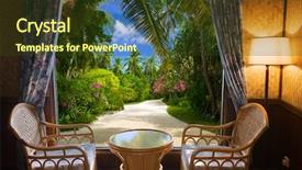  Presentation with hotel royalty - PPT layouts consisting of lokking islands - hotel room and tropical landscape background and a tawny brown colored foreground