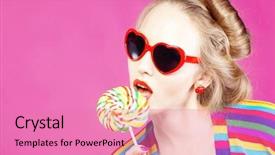  Presentation with clouds in heart shape - PPT theme featuring lolita - glamourous girl wearing heart shaped background and a coral colored foreground