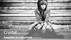  Presentation with sad girl - Beautiful presentation theme featuring lolita - young asian sad girl backdrop and a gray colored foreground