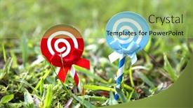  Presentation with sweet candy - Presentation theme having lollipop-candy-set-spiral-sucker background and a yellow colored foreground