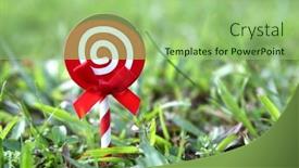  Presentation with sweet candy - Presentation design consisting of lollipop-candy-set-spiral-sucker background and a mint green colored foreground