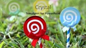  Presentation with sweet candy - Slide set with lollipop-candy-set-spiral-sucker background and a mint green colored foreground