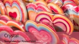 Presentation with market - Amazing PPT theme having lollipops in the shop backdrop and a coral colored foreground