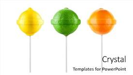  Presentation with orange lime - Presentation theme featuring lollipops lemon lime orange set background and a white colored foreground