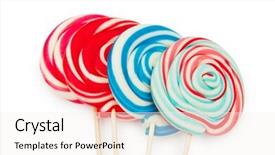  Presentation with bright colorful candy isolated - Audience pleasing presentation consisting of blue and yellow empty ceramic bowls backdrop and a sky blue colored foreground