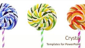  Presentation with colorful - Theme with lolly pop - colorful lollipops isolated on white background and a cream colored foreground