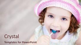  Presentation with lollypop - PPT theme consisting of lolly pop - little kid enjoying a lollypop background and a lemonade colored foreground