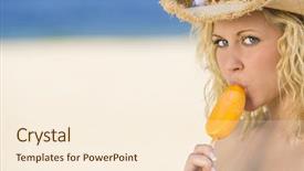  Presentation with golden woman - Slide deck featuring lolly pop - sexy and beautiful young blond background and a cream colored foreground