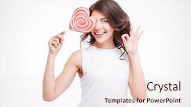  Presentation with beautiful black women smiling - Colorful PPT theme enhanced with lolly pop - smiling beautiful woman holding lollipop backdrop and a sky blue colored foreground