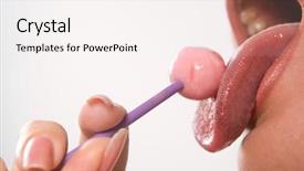  Presentation with lolly - Presentation theme having lolly pop - young beautiful girl with lollipop background and a  colored foreground