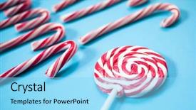  Presentation with candy canes - Audience pleasing slide deck consisting of lolly pop on blue backdrop and a arctic colored foreground