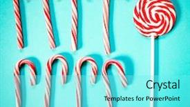  Presentation with lolly - Audience pleasing presentation theme consisting of lolly pop on blue backdrop and a arctic colored foreground