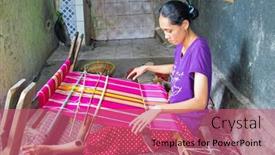  Presentation with weaving loom - PPT theme with lombok-indonesia-december-30-2016 background and a coral colored foreground