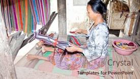 Presentation with fabric weave - Colorful presentation design enhanced with lombok-indonesia-february-14 backdrop and a soft green colored foreground