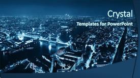  Presentation with london - Audience pleasing presentation design consisting of london aerial view panorama backdrop and a ocean colored foreground