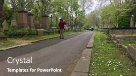  Presentation with resting place - Slide deck having london-april-23-2017-gravestone background and a gray colored foreground