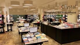  Presentation with bookshop - Slide set featuring london-april-4-2018-inside background and a coral colored foreground