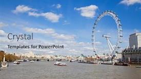  Presentation with ferris wheel - Presentation theme featuring london-april-6-london-eye background and a light blue colored foreground