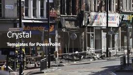  Presentation with third - Theme having london-august-09-clapham-junction background and a dark gray colored foreground