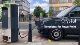  Presentation with electric vehicle - Slides enhanced with london-august-17-2018 background and a tawny brown colored foreground