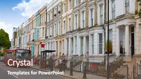  Presentation with road bus - Beautiful slides featuring london bus near portobello road in uk england backdrop and a gray colored foreground