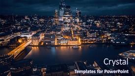  Presentation with area - PPT theme with london-city-area-skyline-uk background and a navy blue colored foreground