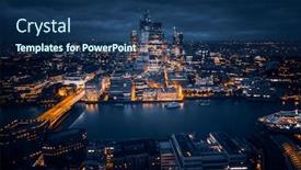  Presentation with area - Colorful PPT theme enhanced with london-city-area-skyline-uk backdrop and a navy blue colored foreground