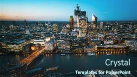  Presentation with area - Presentation design with london-city-area-skyline-uk background and a tawny brown colored foreground