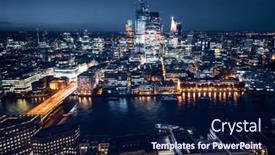  Presentation with area - Amazing slide deck having london-city-area-skyline-uk backdrop and a navy blue colored foreground