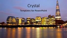  Presentation with london - PPT theme with london city hall skylines along background and a light blue colored foreground