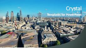  Presentation with london buildings and streets view - Amazing PPT layouts having london city rooftop view panorama backdrop and a teal colored foreground