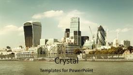  Presentation with london - Beautiful slides featuring london city skyline backdrop and a coral colored foreground