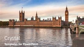  Presentation with westminster - Audience pleasing presentation theme consisting of london-cityscape-with-palace backdrop and a gray colored foreground