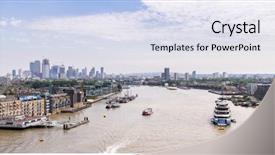  Presentation with panoramic london skyline iconic - Colorful slides enhanced with london cityscape with river thames backdrop and a sky blue colored foreground