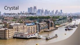  Presentation with panoramic london skyline iconic - Cool new PPT theme with london cityscape with river thames backdrop and a  colored foreground