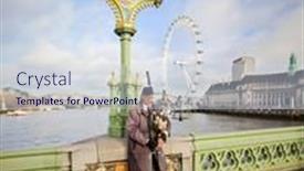  Presentation with westminster - Audience pleasing PPT layouts consisting of london-dec-21-bagpiper-musician backdrop and a sky blue colored foreground