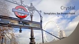  Presentation with london underground - PPT theme featuring london-dec-21-london-eye background and a light blue colored foreground