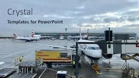  Presentation with airport terminal - Audience pleasing theme consisting of london-december-8-british-airways backdrop and a light blue colored foreground