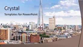  Presentation with london - Presentation theme enhanced with london downtown cityscape skylines building background and a light blue colored foreground