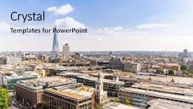  Presentation with panoramic london skyline iconic - Beautiful PPT theme featuring london downtown cityscape skylines building backdrop and a  colored foreground