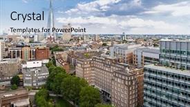  Presentation with london - PPT theme enhanced with london downtown cityscape skylines building background and a  colored foreground